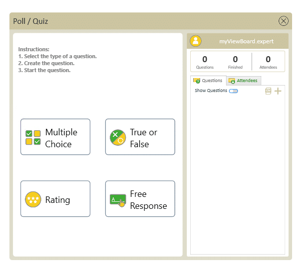 Poll/Quiz supports a variety of question types.
