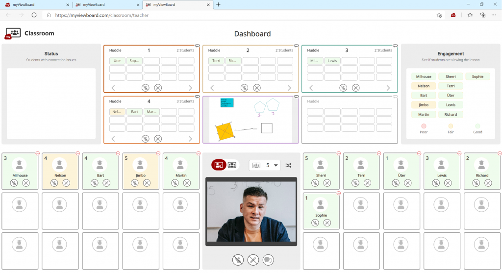 View students in the dashboard on myViewBoard Classroom