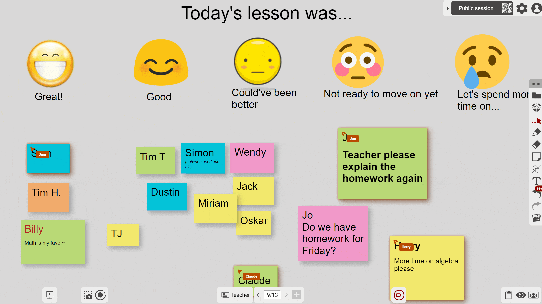 myViewBoard Classroom for getting student feedback about lesson content