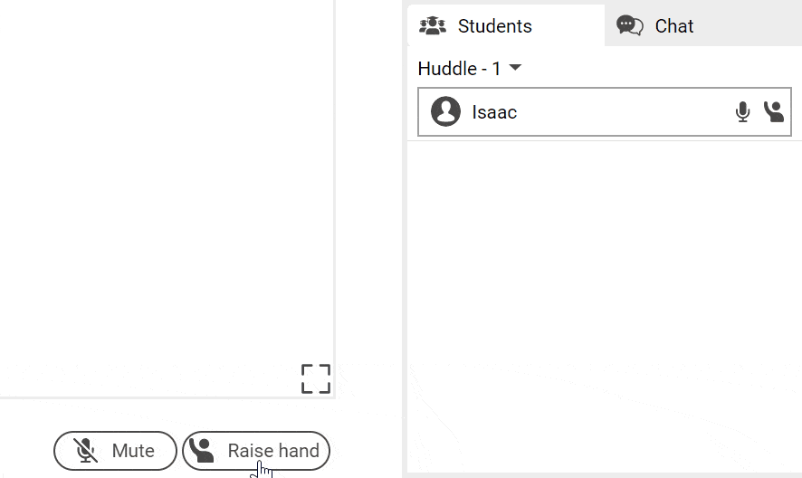 Raise Hand and Mute Microphone UI in Classroom, from student side