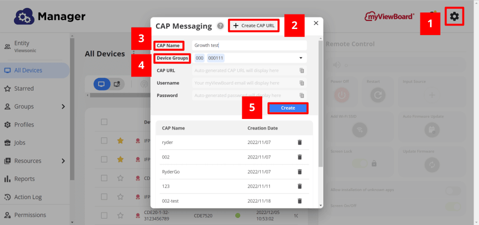 myViewBoard Manager CAP messagng support